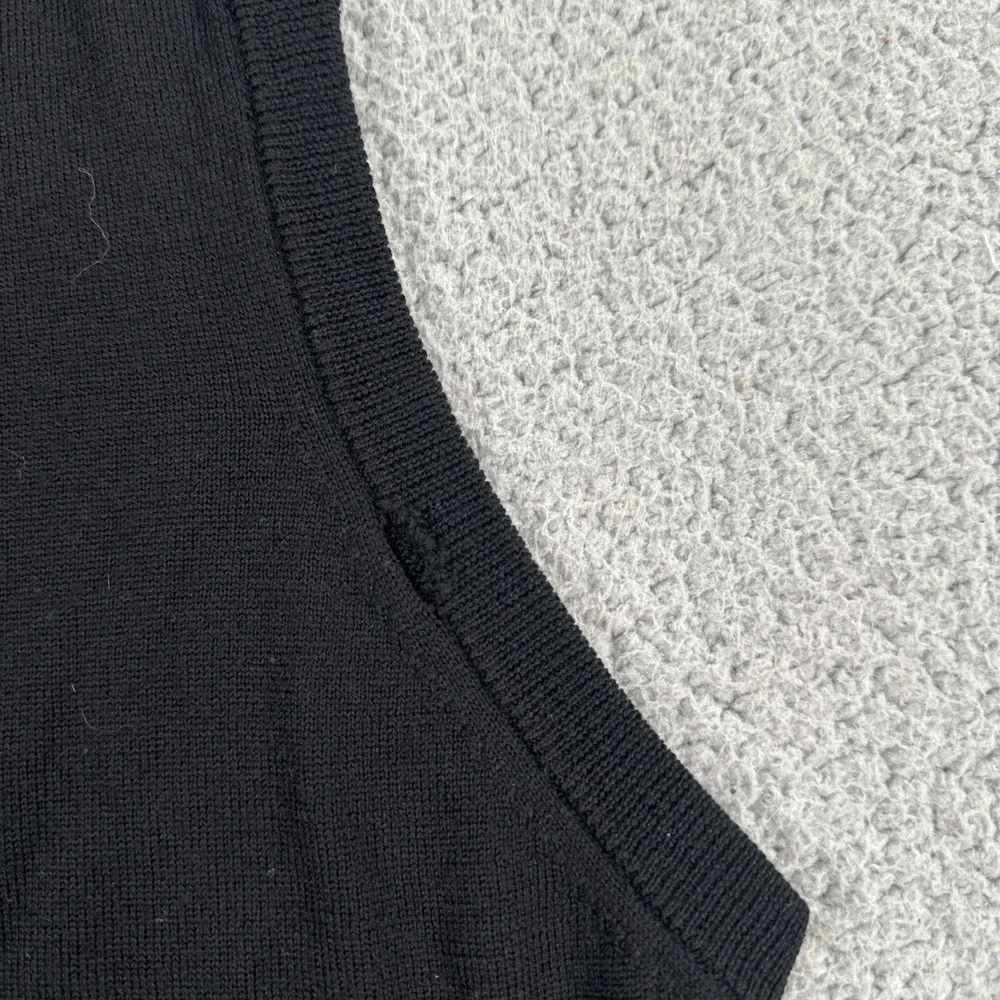 Grant Thomas Italian Merino Wool Sweater Vest Men XL Black V-Neck Made in Italy